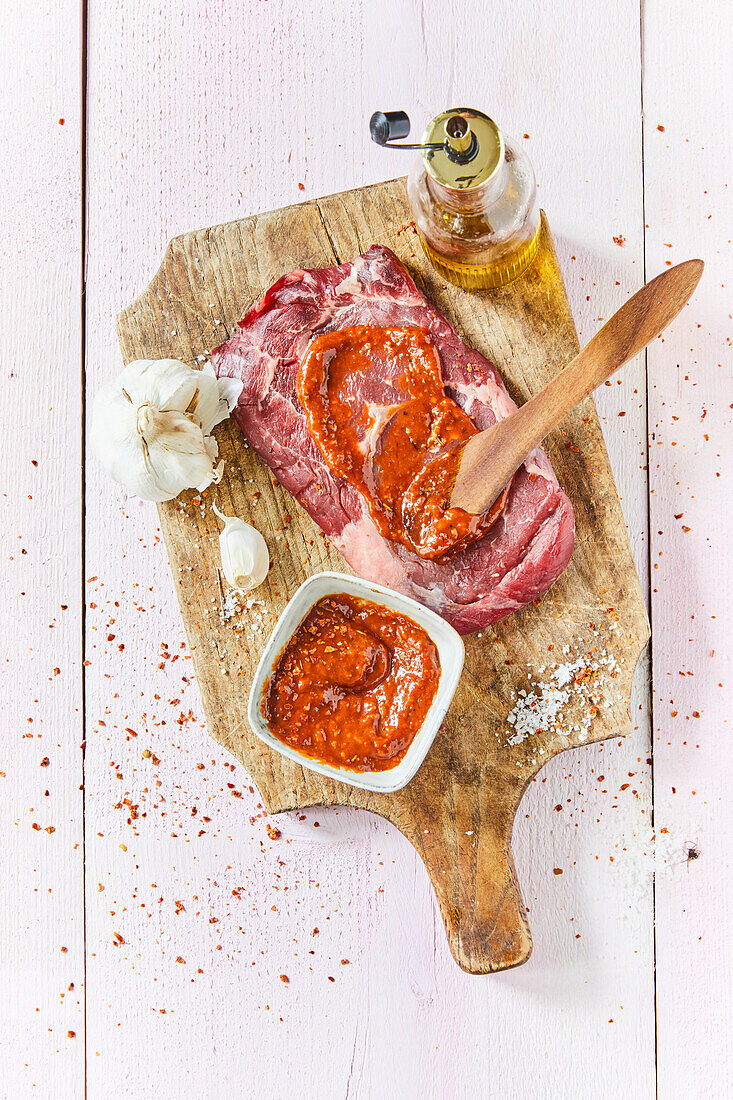 Grilled pepper marinade for meat