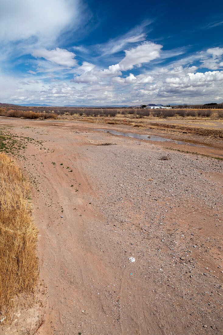Dry river bed, Rio Grande, New Mexico, USA
