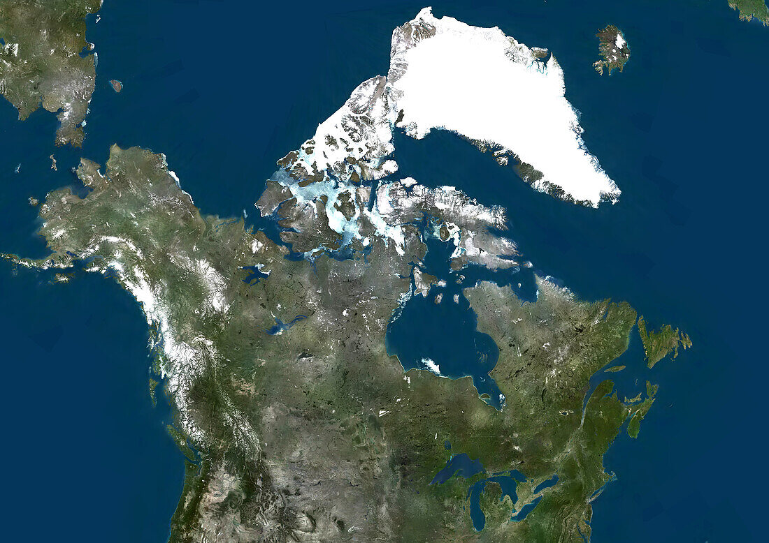Canada and Greenland, satellite image