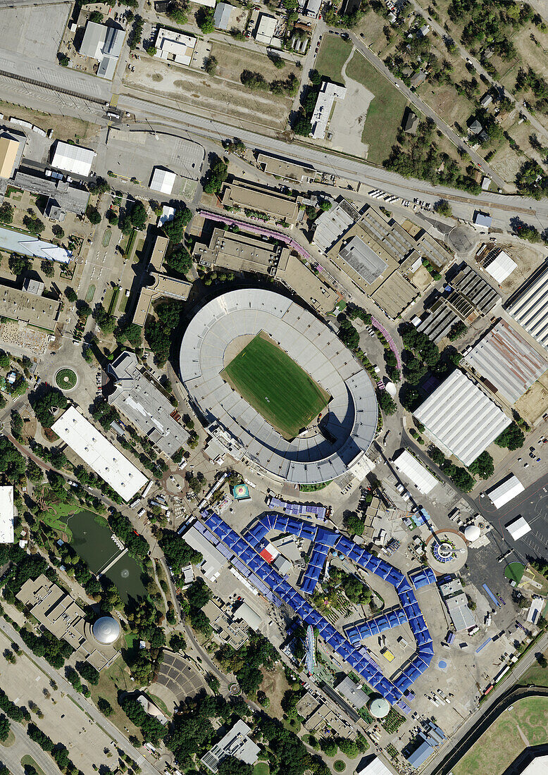 Cotton Bowl Stadium, Dallas, Texas, USA, satellite image