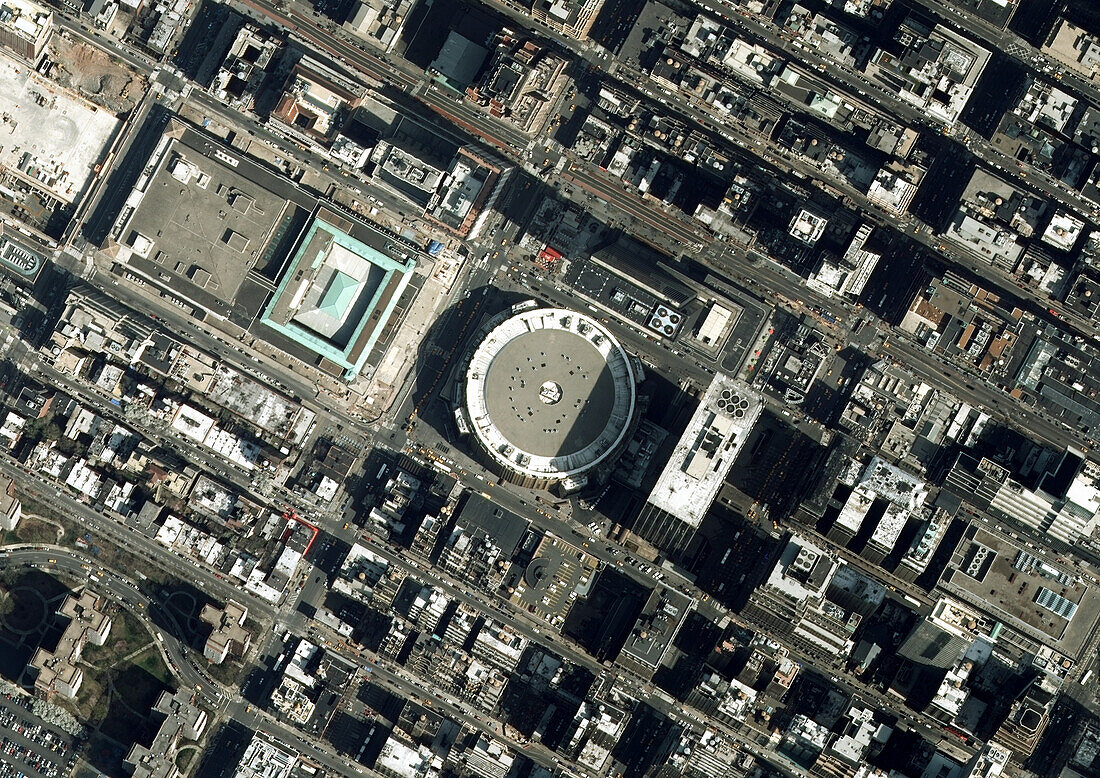 Madison Square Garden, New York City, USA, satellite image