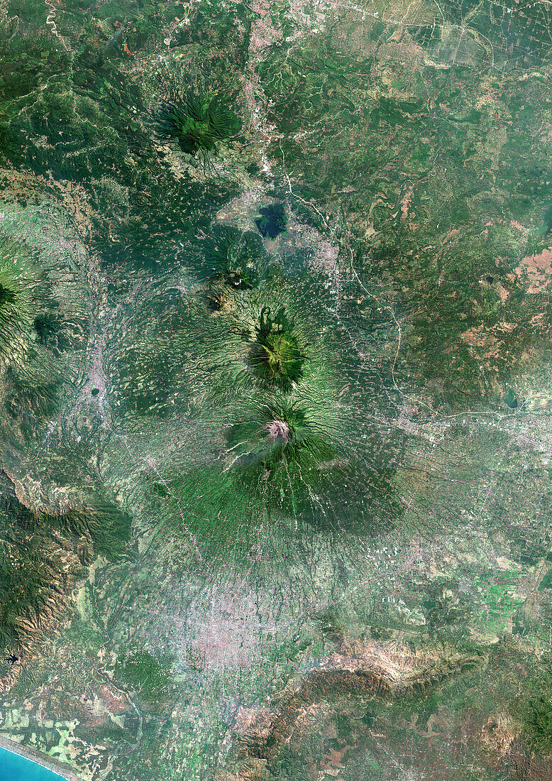 Mount Merapi, Central Java, Indonesia, satellite image