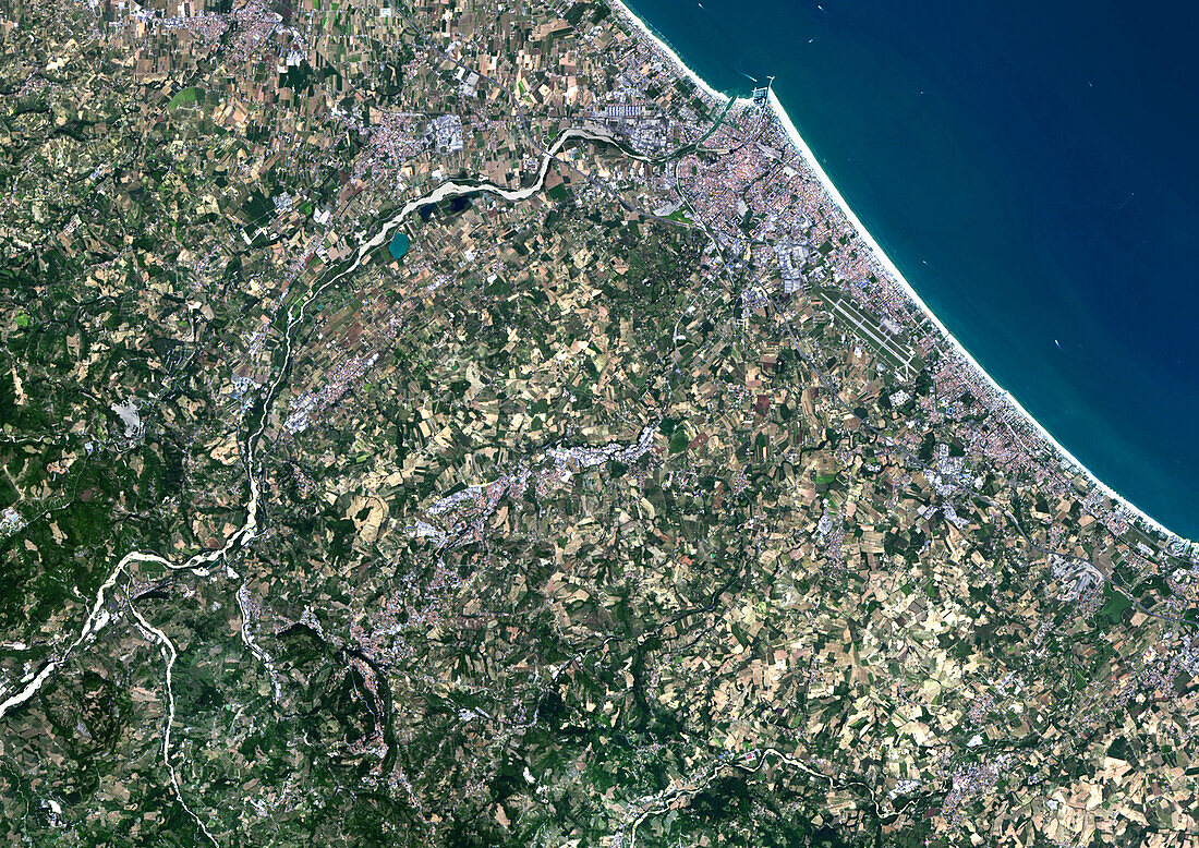 San Marino and Rimini, Italy, satellite image