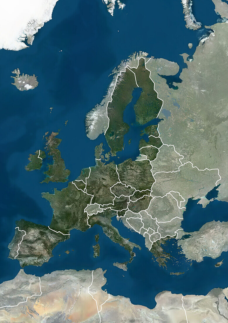 Member states of the European Union in 2004, satellite image