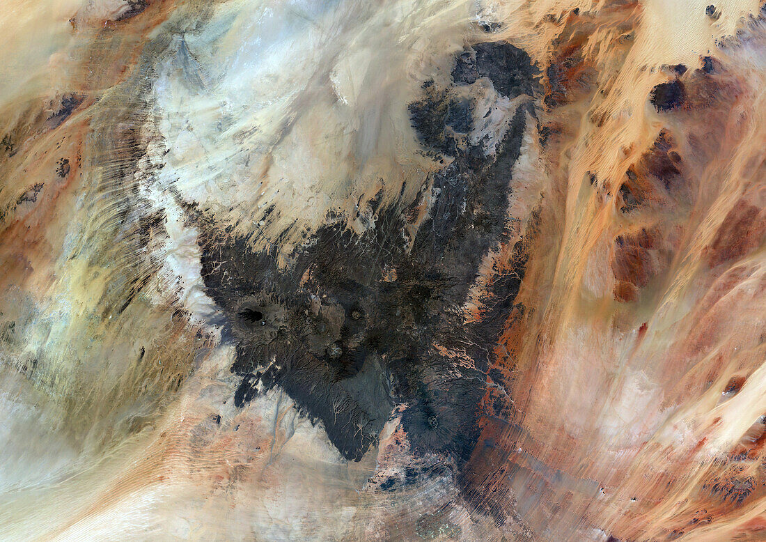 Tibesti Mountains, Chad and Libya, satellite image