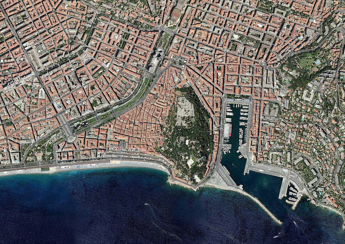 Nice Historical Centre, France, aerial photography