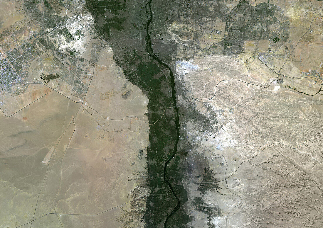 Cairo City and the Nile River, Egypt, satellite image