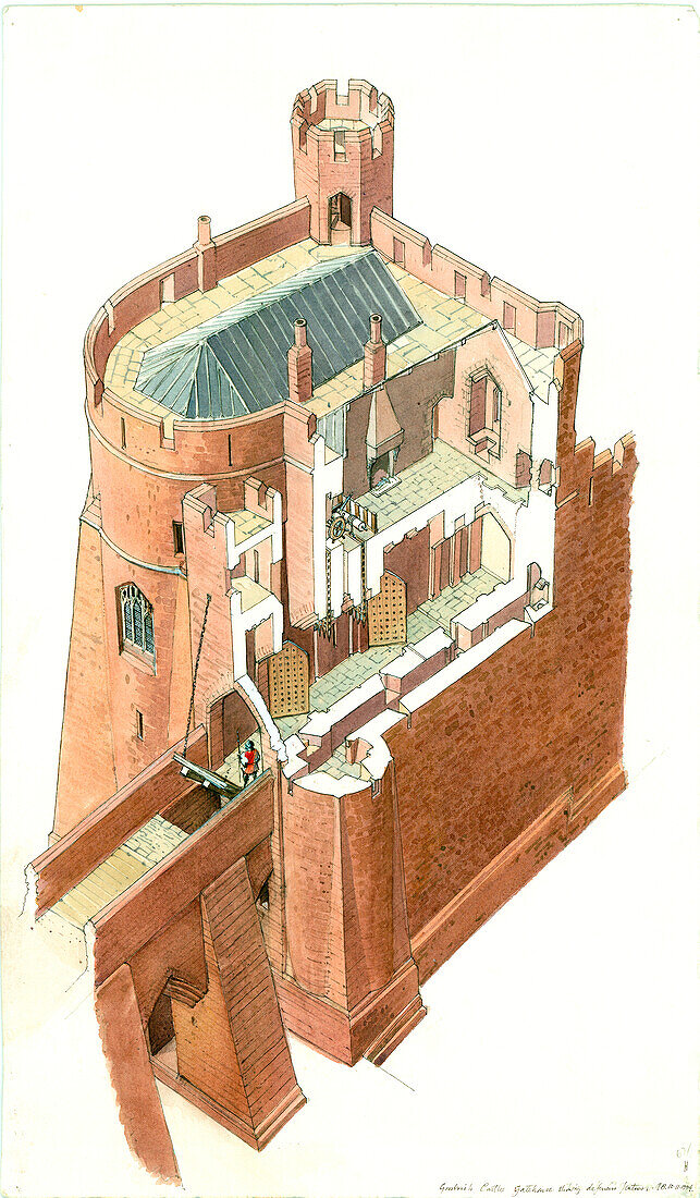 Goodrich Castle, 15th century, illustration