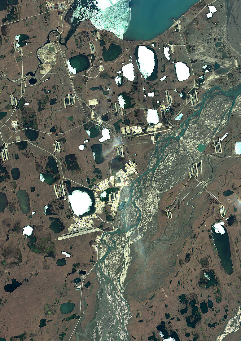 Prudhoe Bay oil field, Alaska, USA, satellite image