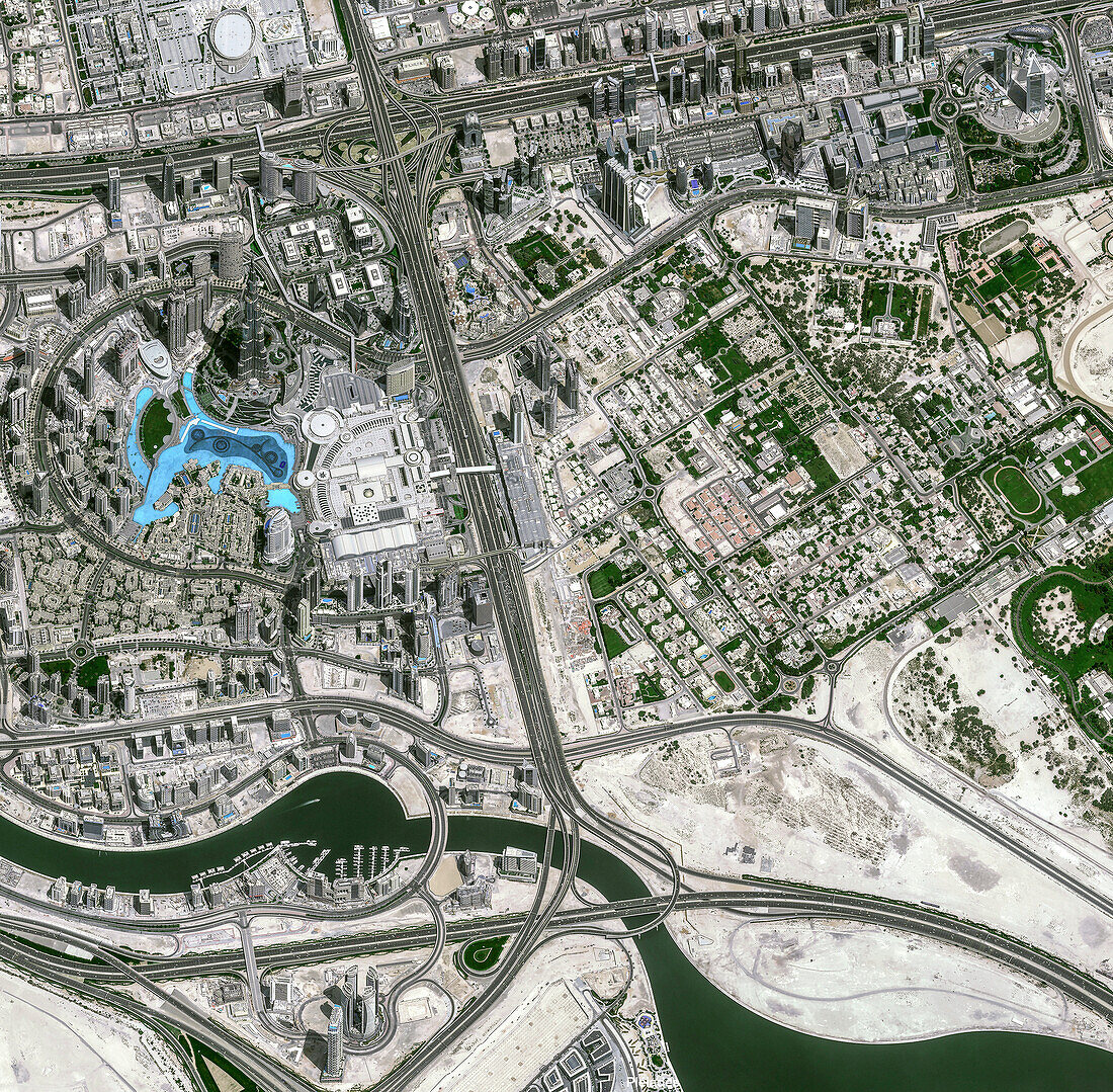 Burj Khalifa, Dubai, UAE, satellite image