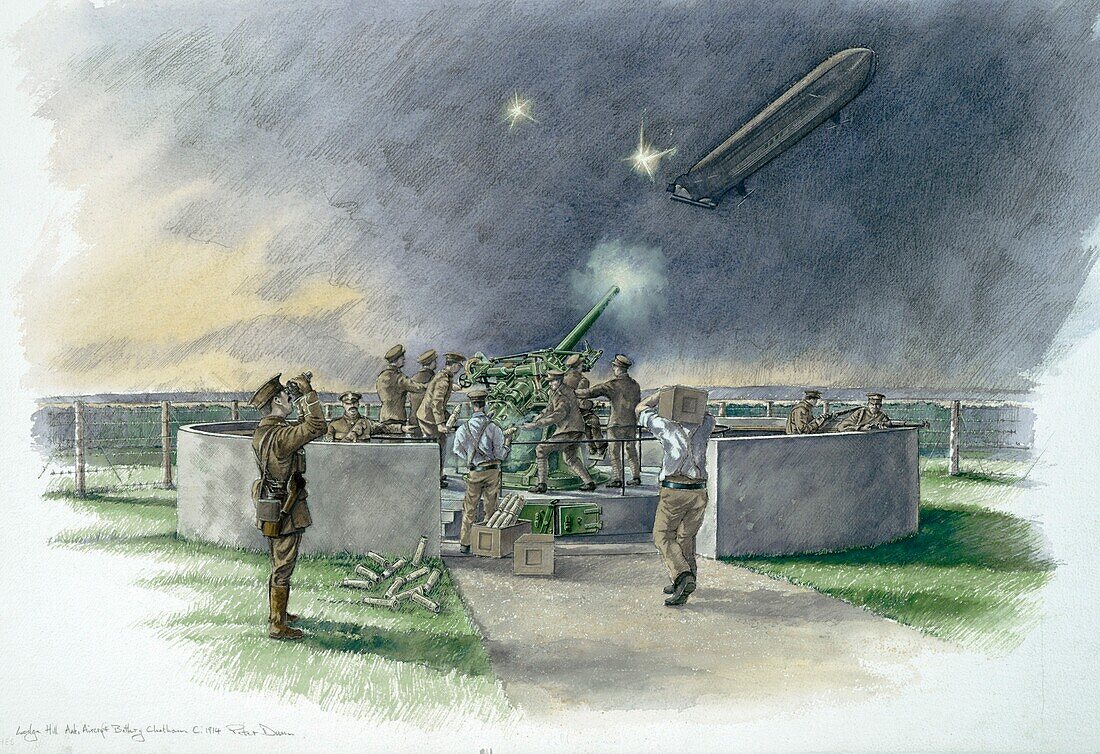 Lodge Hill Battery, Chatham, Kent, World War I, illustration