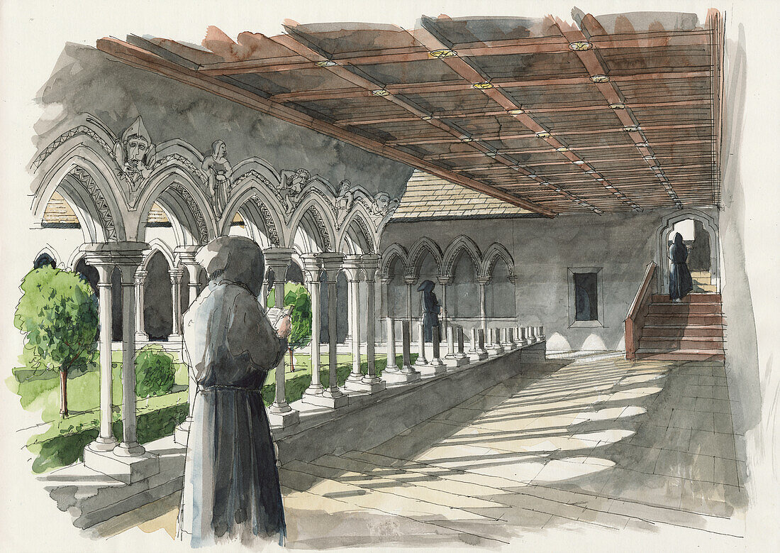Lanercost Priory, c13th century, illustration