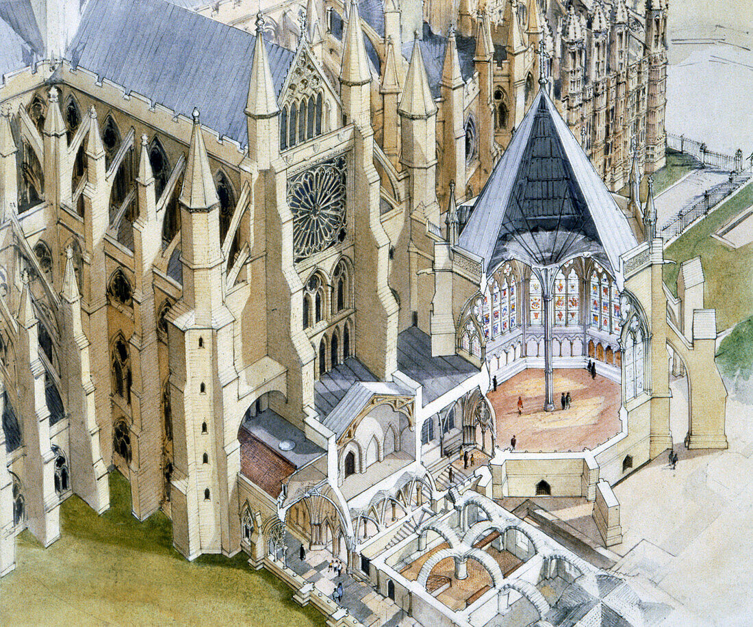 Westminster Abbey, Chapter House, c16th century, illustration