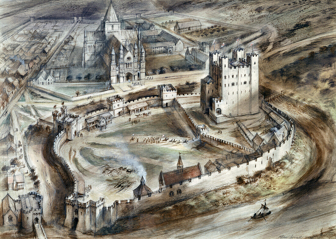 Rochester Castle, 15th century, illustration