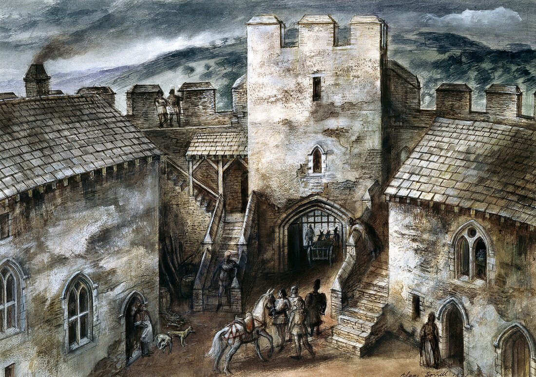 Restormel Castle, 14th century, illustration