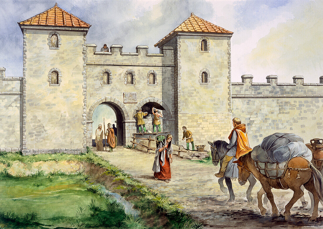Birdoswald Roman Fort, c3rd century, illustration