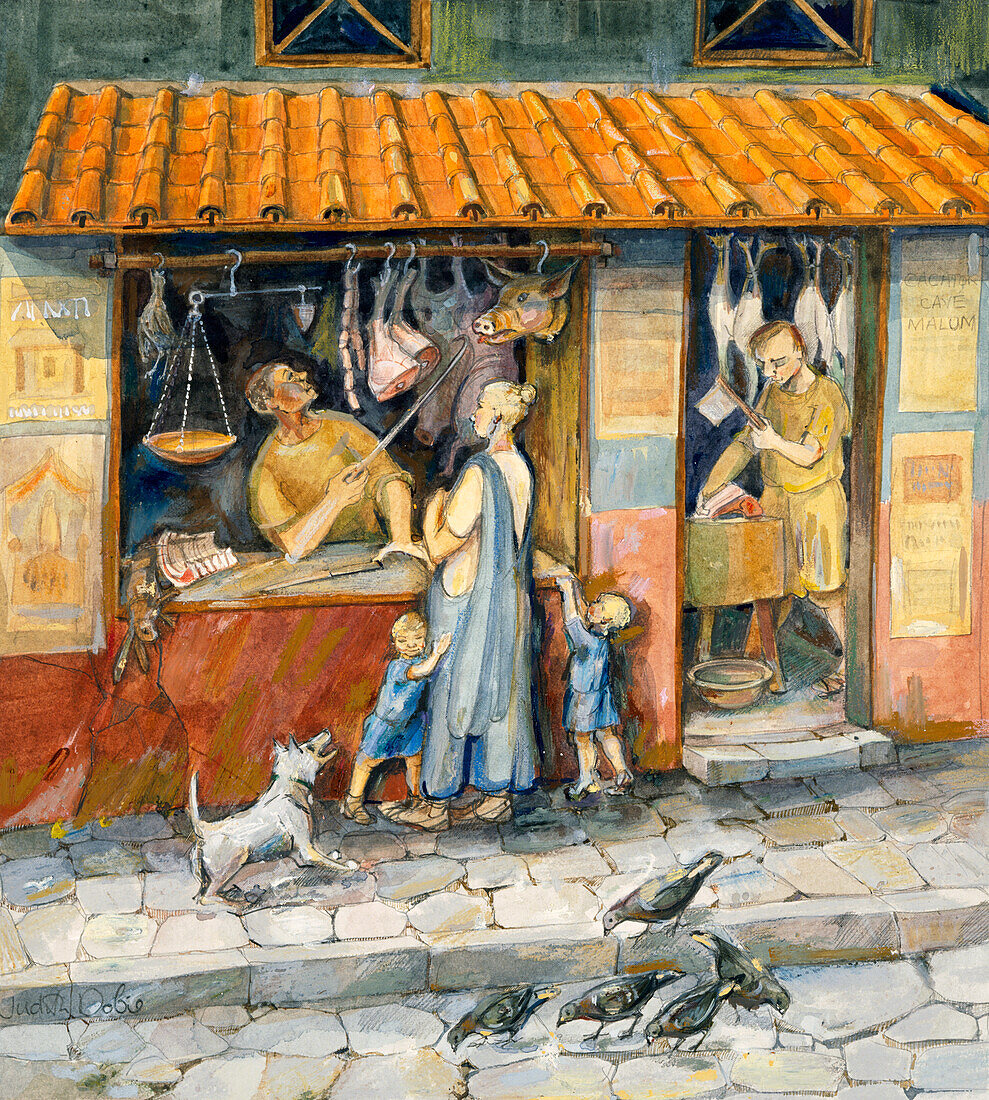 At the Butcher's Shop', c2nd-3rd century, illustration