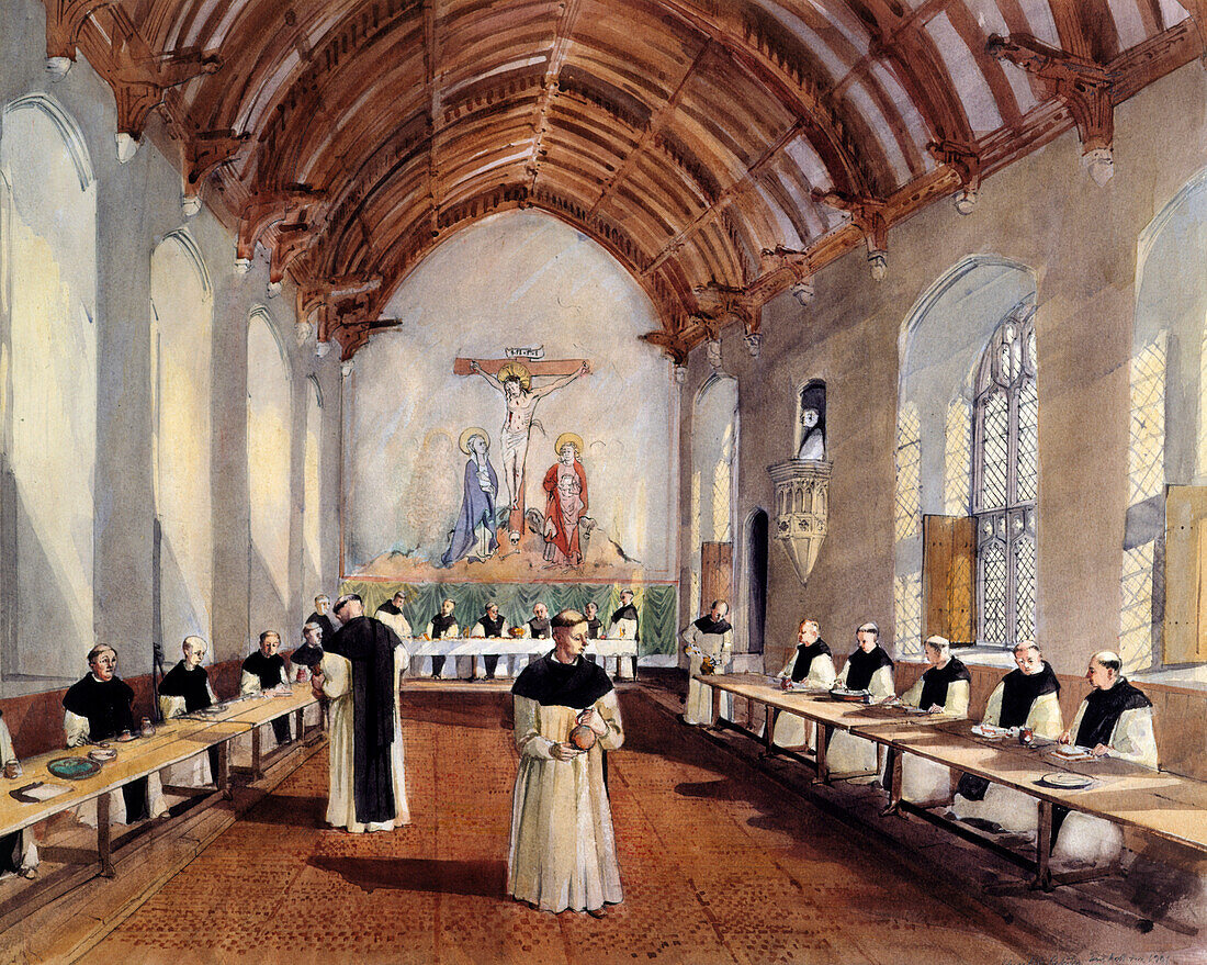 Refectory, Cistercian monastery of Cleeve Abbey, illustration