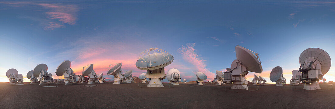 ALMA radio telescope at dusk, Chile