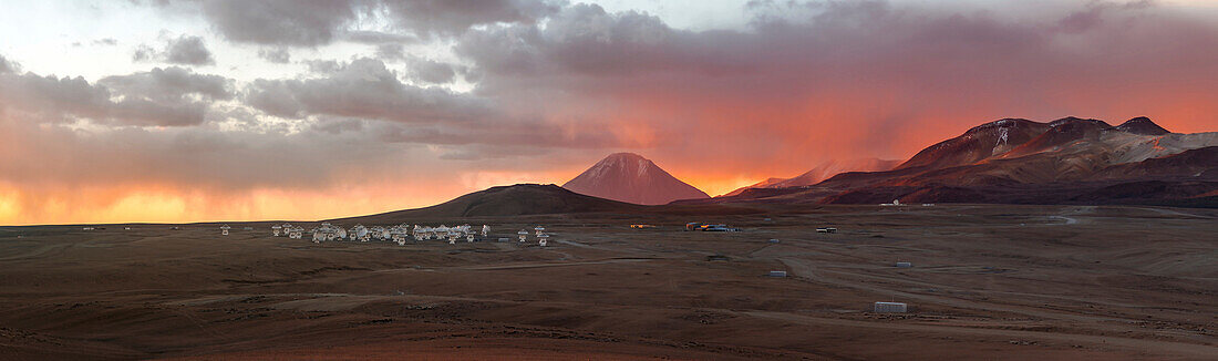 ALMA radio telescope at sunset, Chile
