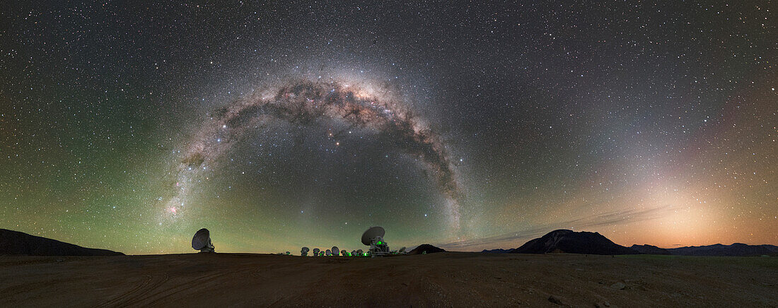 ALMA radio telescope at night, Chile