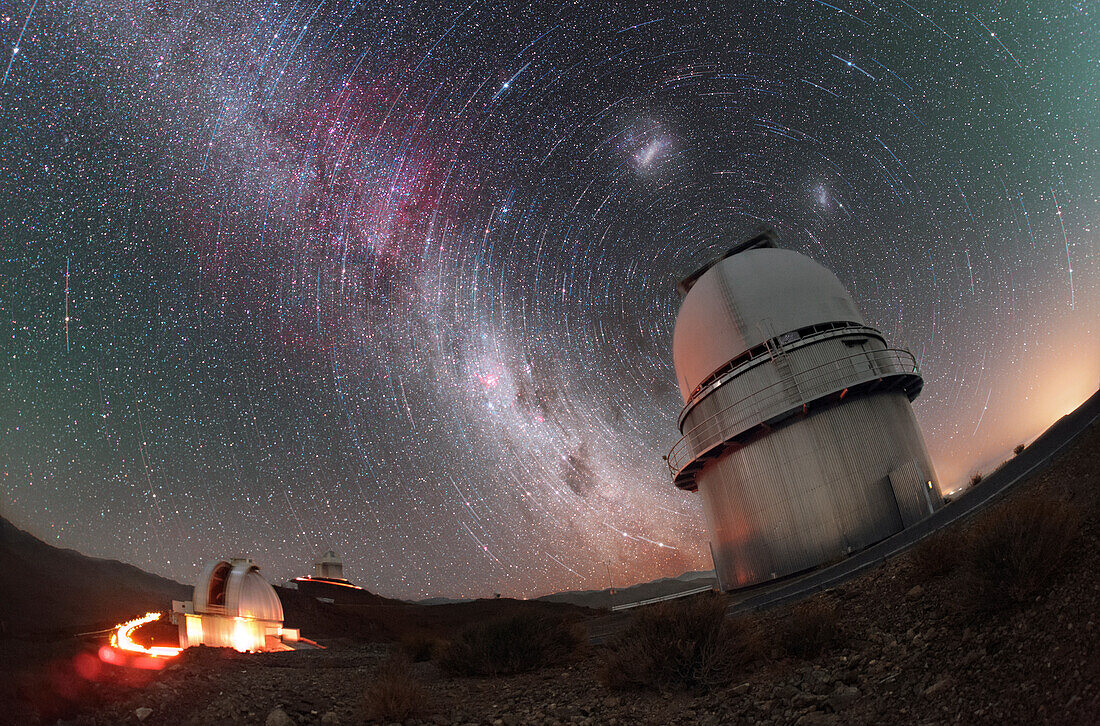 Star trails above La Silla Observatory, Chile
