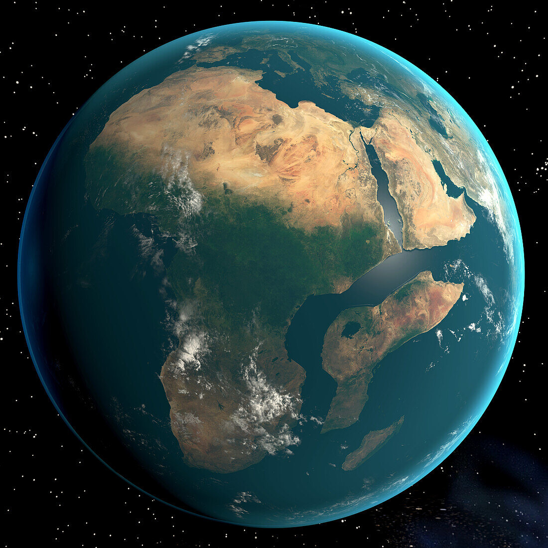 Africa after splitting of the African tectonic plate, illustration