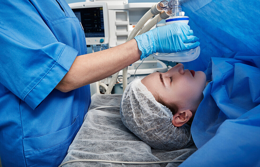 Anaesthetist during surgery