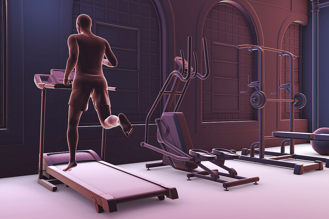 Man running on a treadmill, illustration