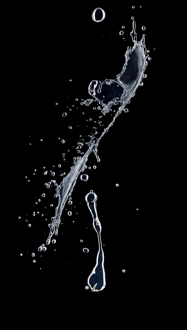 Water splash against a black background