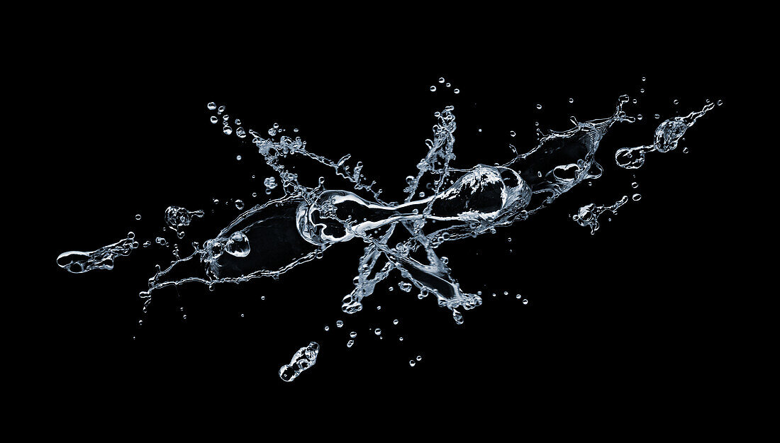 Water splash against a black background