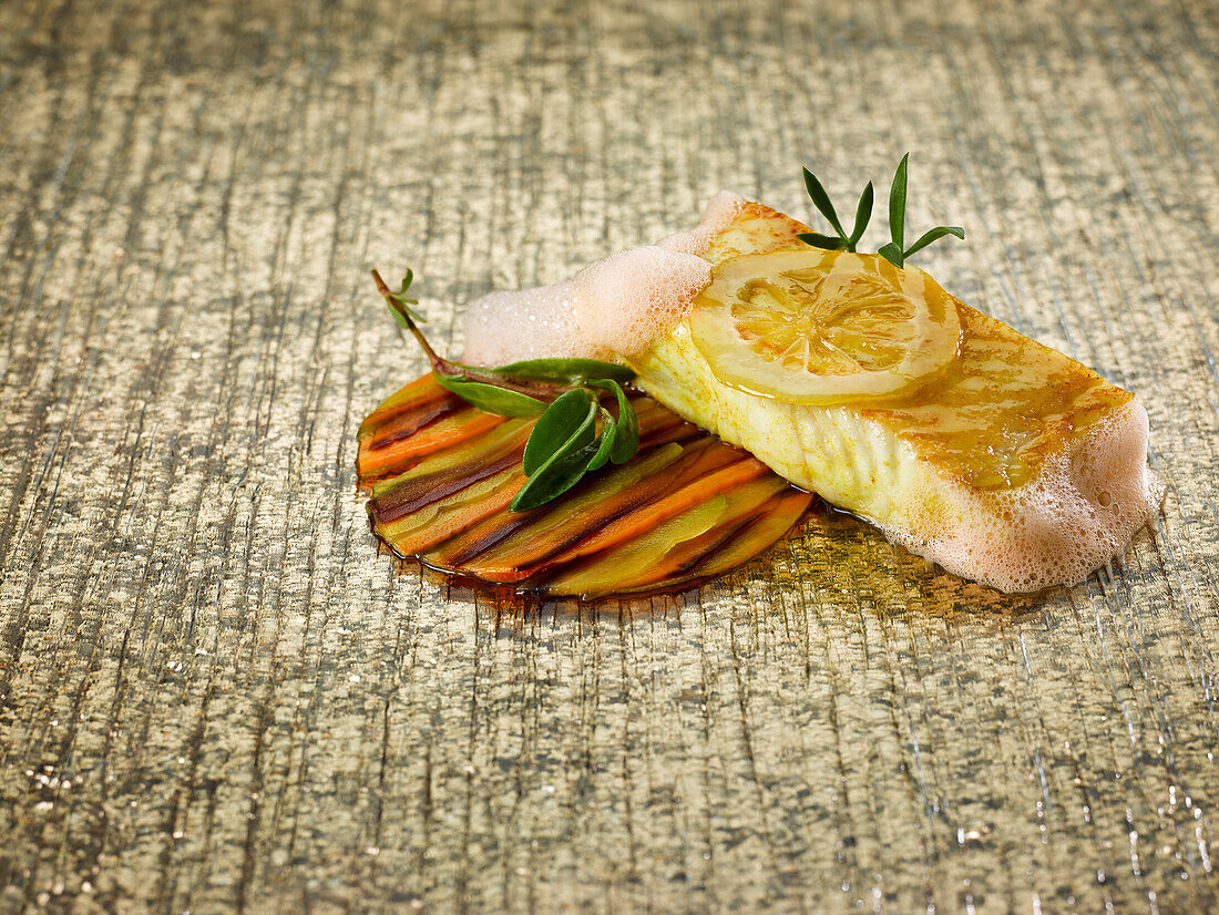 Halibut with Heritage Carrots