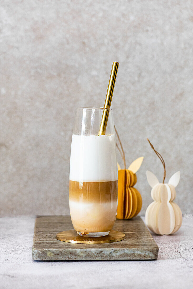 Latte with Easter egg cream filling foam