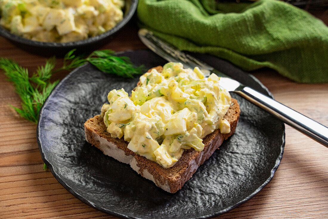 Healthy egg salad with celery and Greek yogurt