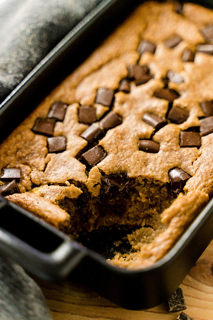 Baked Oat cake - muesli cake with oat flakes, bananas, and peanut butter