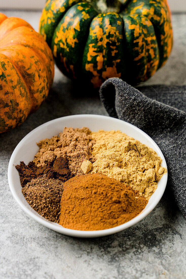 Ingredients for Pumpkin Spice - cinnamon, ginger, nutmeg, allspice, and cloves
