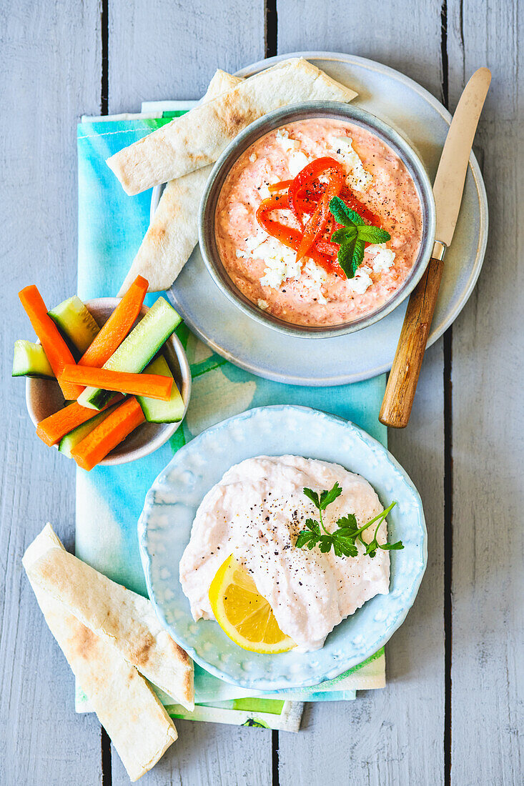 Two different types of Greek dip