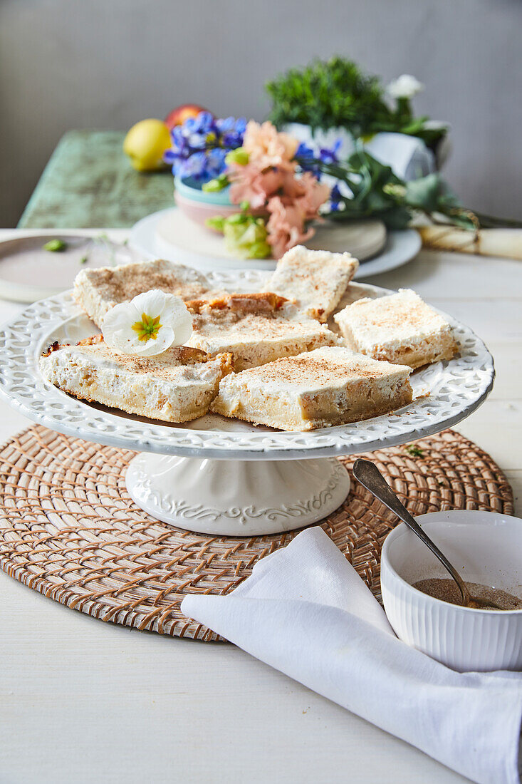 Apple cake in the baking tray