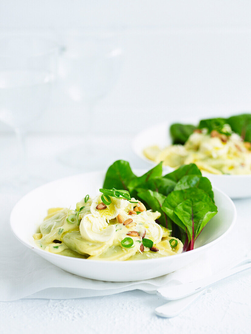 Agnolotti mit Drei-Käse-Carbonara