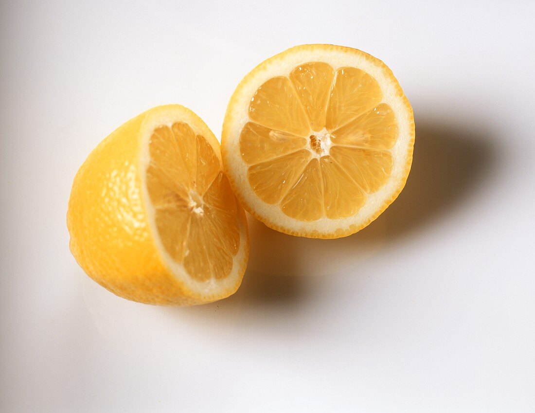 A halved lemon, cut open