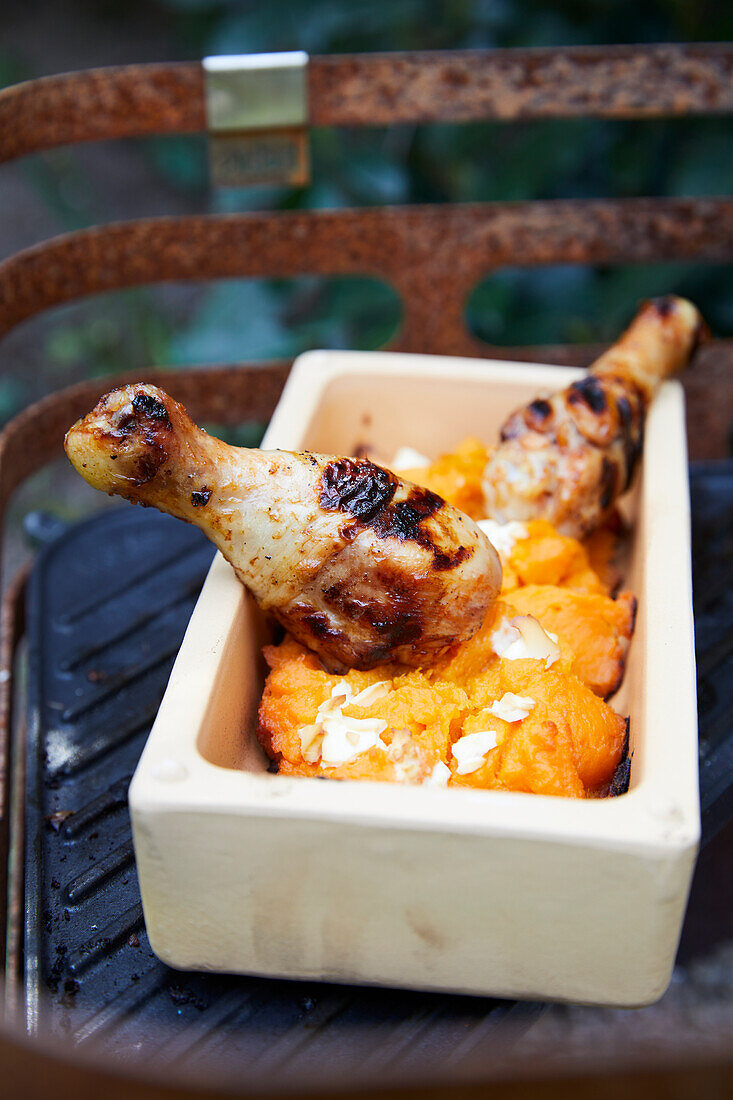 Chicken thighs with sweet potato puree