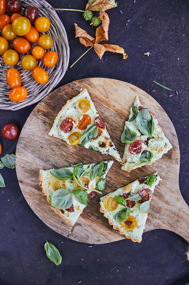 Tomato tart with basil