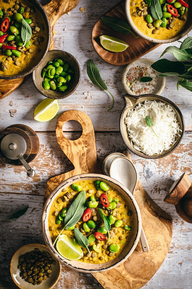 Vegetarian curry with rice