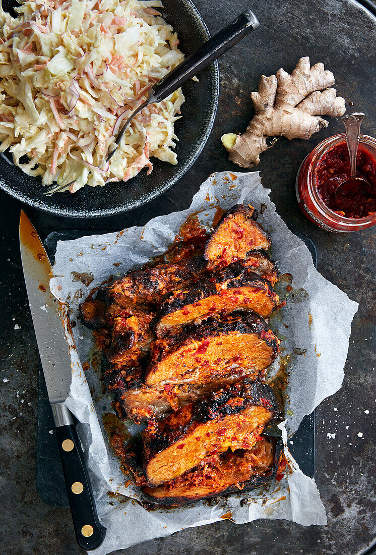 Ribs with coleslaw
