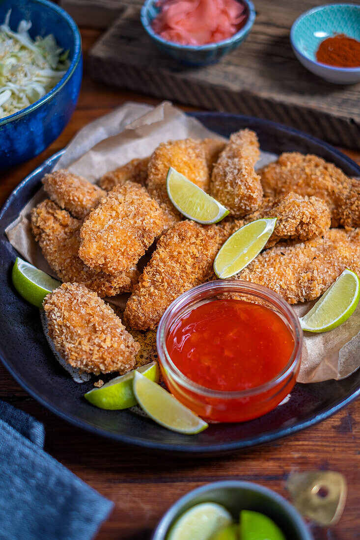 Chicken Nuggets in Panko mit Süß-Sauer-Sauce