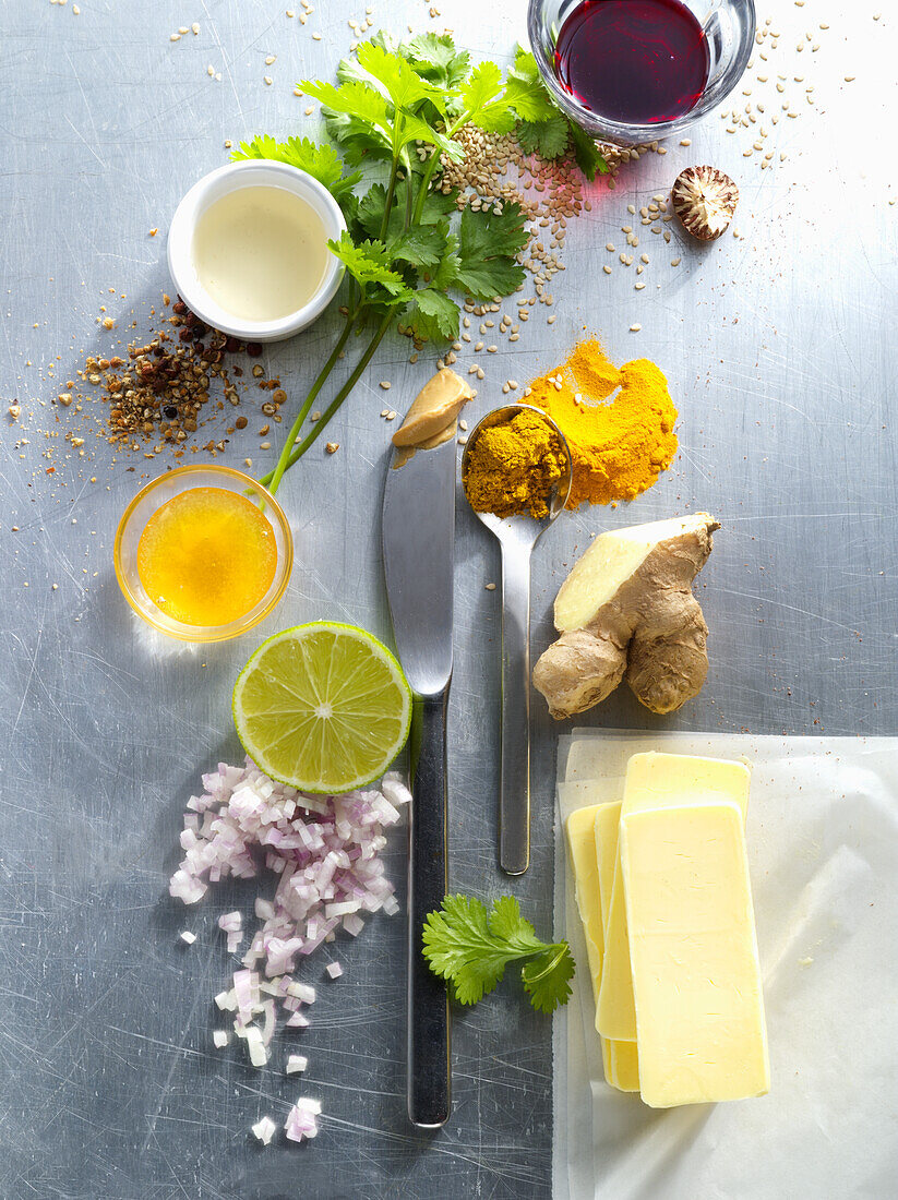 Sauce Hollandaise-Ideen - Koriander, Limette, Butter, Gewürze