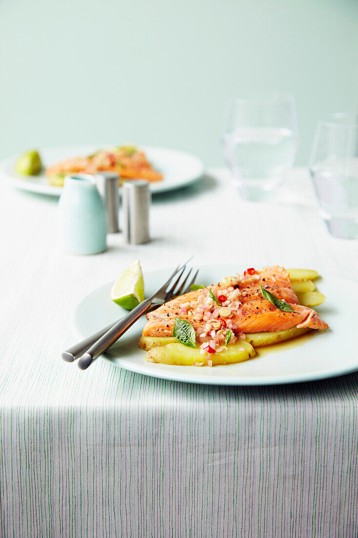 Grilled trout with Asian dressing