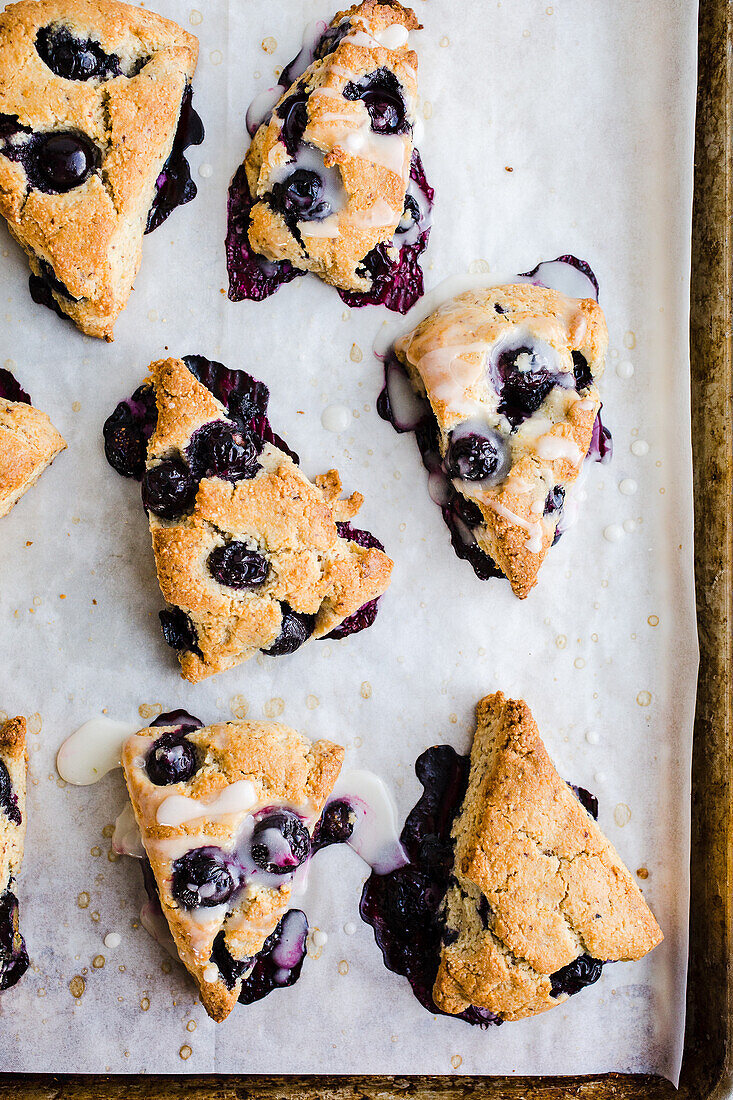 Blueberry scones with icing