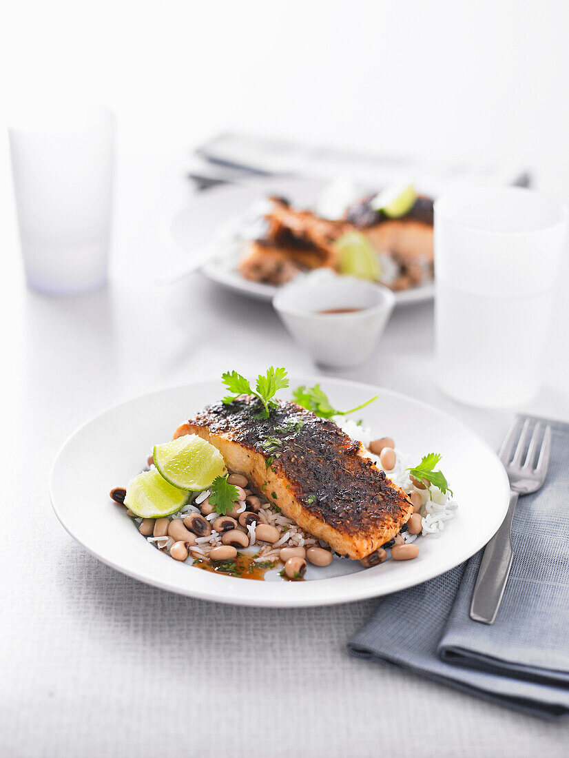Pepper-lime salmon with black-eyed peas