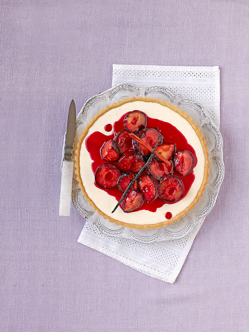 Pflaumenkuchen mit Frischkäse-Panna-Cotta